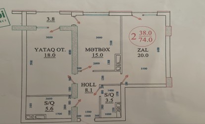 Satılır — 2 otaqlı  yeni tikili  74 m²  Bakı Həsənoğlu küçəsi